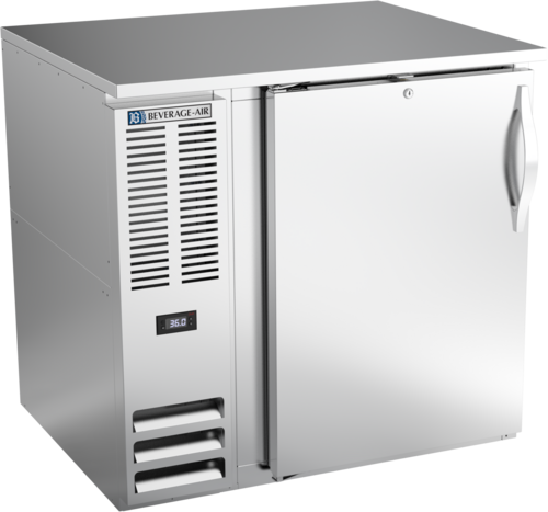Beverage Air BB36HC-F-S 36" W Stainless Steel One-Section Solid Door Refrigerated Food Rated Back Bar Storage Cabinet - 115 Volts