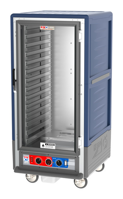 Metro C537-CFC-L-BU C5 3 Series Blue 3/4-Size Insulated Heated Holding & Proofing Cabinet with Clear Door and Lip Load Slides - 120V