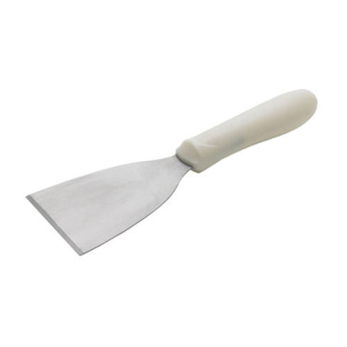 Winco TWP-32 4.5" x 3.13" Stainless Steel Grill Scraper With White Plastic Handle