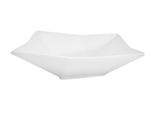 CAC China QZT-B10 48 Oz. Super White Porcelain Square Crystal Bowl (1 Dozen)