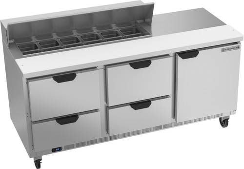 Beverage Air SPED72HC-12-4 72" W Three-Section One Door Sandwich Top Refrigerated Counter