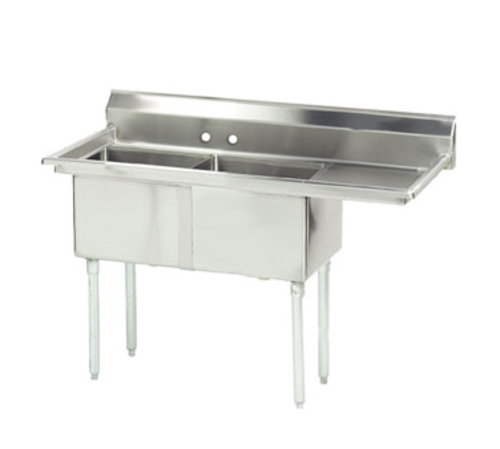 Advance Tabco FE-2-1812-18R-X 54" - 62" 18-Gauge Stainless Steel Two Compartment Right Drain Special Value Fabricated Sink