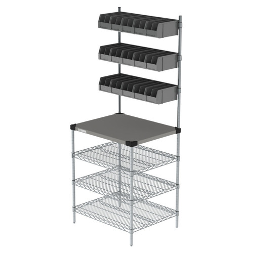 Metro CR2430DTPOS Drive-Thru POS & Staging Station 30"W x 24"D x 74"H with Stainless Steel Shelving