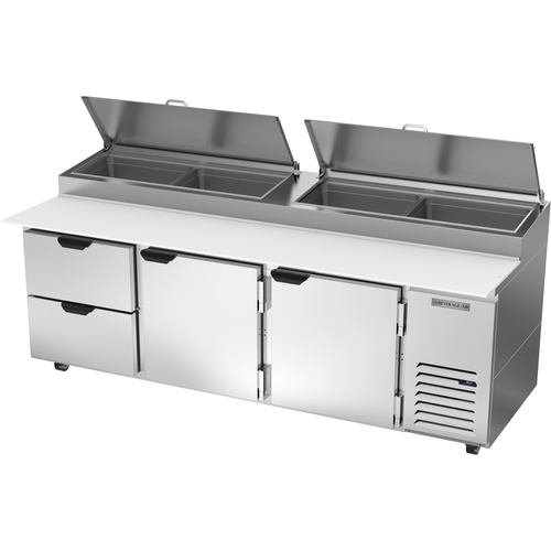 Beverage Air DPD93HC-2 93" W Three-Section Two Door Two Door Pizza Top Refrigerated Counter
