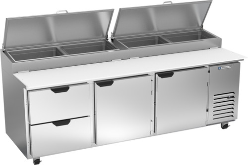 Beverage Air DPD93HC-2 93" W Three-Section Two Door Two Door Pizza Top Refrigerated Counter
