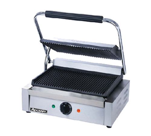 Adcraft SG-811E 17" W Cast Iron Grooved Plates Countertop Panini Grill - 120 Volts