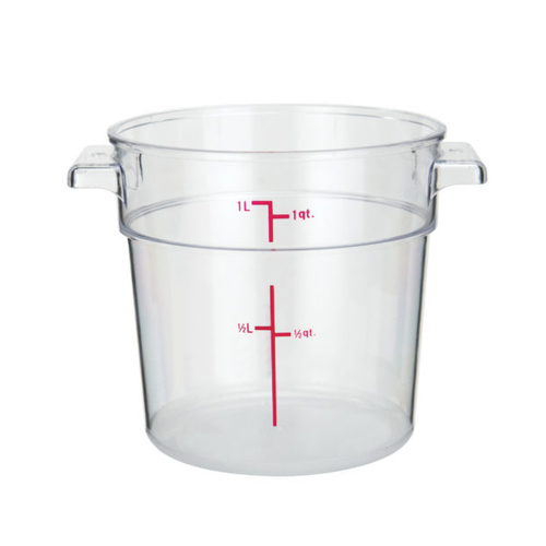 Winco PCRC-1 1 Qt. Clear Round Polycarbonate Food Storage Container