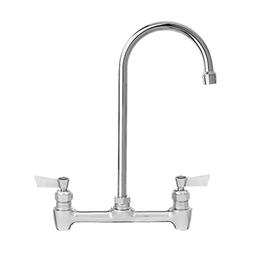 Fisher 61298 Stainless Steel Backsplash Mount Faucet With 8" Centers And 6" Swivel / Rigid Gooseneck Spout