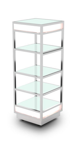 Eastern Tabletop Q950GLS 19-3/4"W x 19-3/4"D x 63"H 18/10 Stainless Steel Mobile Buffet Display System