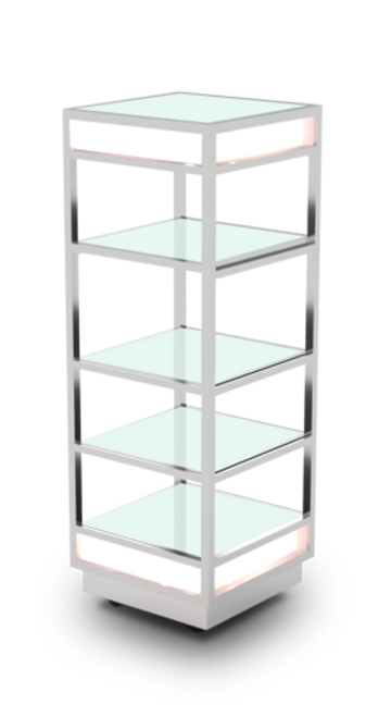 Eastern Tabletop Q950GLS 19-3/4"W x 19-3/4"D x 63"H 18/10 Stainless Steel Mobile Buffet Display System