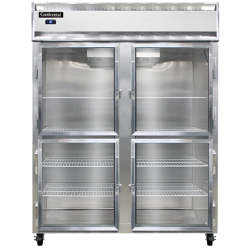 Continental Refrigerator 2RESNSAGDHD 57" W Two-Section Glass Door Reach-In Extra-Wide Refrigerator