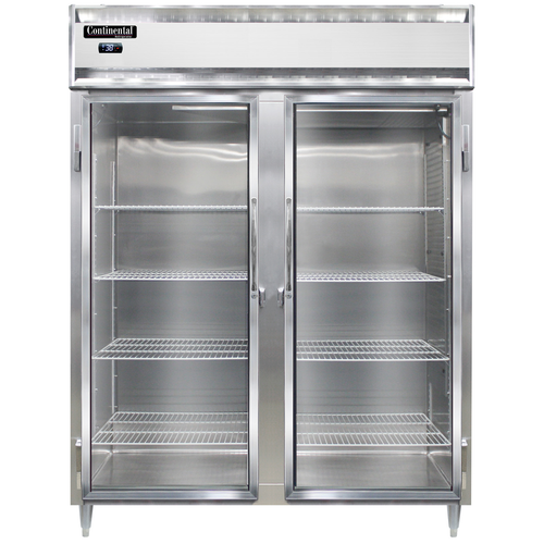 Continental Refrigerator D2RENSAGD 57" W Two-Section Glass Door Reach-In Designer Line Wide Refrigerator