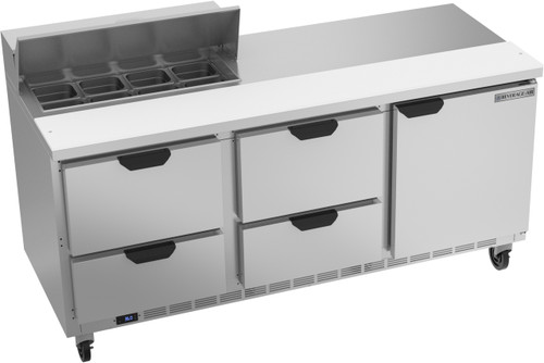 Beverage Air SPED72HC-08-4 72" W Three-Section One Door Sandwich Top Refrigerated Counter