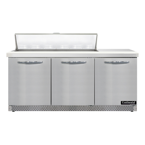 Continental Refrigerator SW72N12-FB 72" W Three-Section Three Door Sandwich Unit