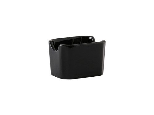 Tuxton BBQ-034 China Sugar Packet Holder / Caddy 3-1/2" x 2-7/8" x 2-3/8" Black - 1 Dozen Per Case (1 Dozen)