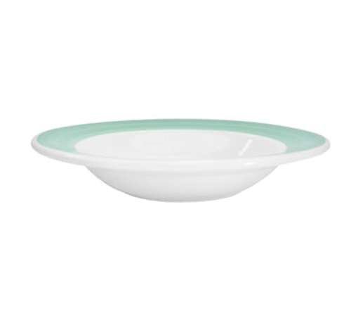 CAC China R-3-G 8.75" Dia. 12 Oz. Green Ceramic Round Rainbow Soup Plate (2 Dozen Per Case)