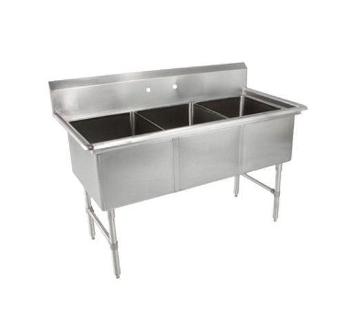 John Boos 3B16204 3 Compartment B Series Sink 53"W x 25-1/2"D x 44"H