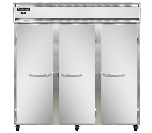Continental Refrigerator 3RSNSS 78" W Three-Section Solid Door Reach-In Refrigerator