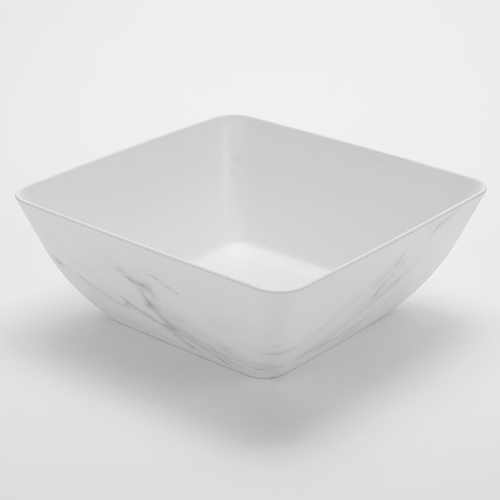 American Metalcraft MWMSQ11 232 Oz. Plastic White Marble Pattern Square Bowl