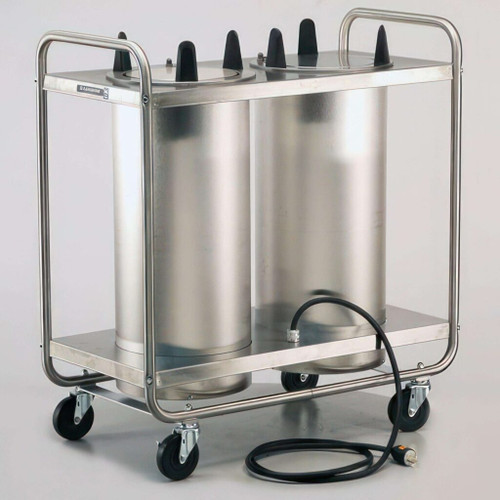 Lakeside 8212 Easy-Glide 12.25" Dia. Round Stainless Steel 2-Tube Open Heated Mobile Dish Dispenser