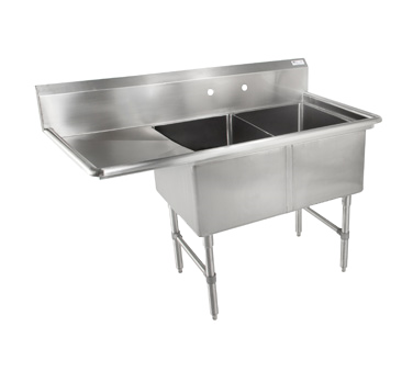 John Boos 2B18244-1D18L 2 Compartment Left Drain B Series Sink 58"W x 29-1/2"D x 44"H