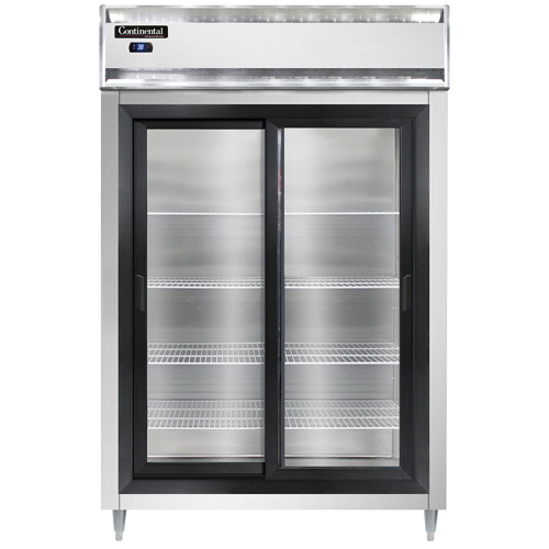 Continental Refrigerator D2RSNSSSGD 52" W Two-Section Glass Door Reach-In Designer Line Refrigerator