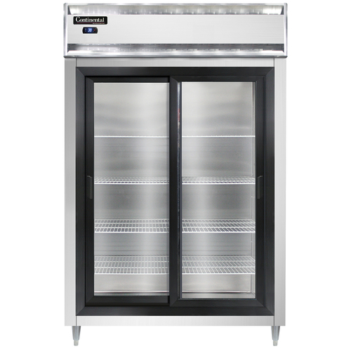 Continental Refrigerator D2RSNSSSGD 52" W Two-Section Glass Door Reach-In Designer Line Refrigerator