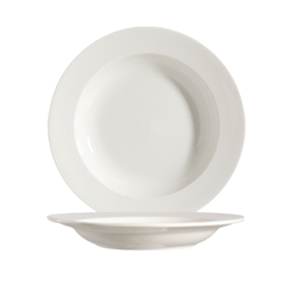CAC China 101-115 11.5" Dia. 24 Oz. Porcelain Bone White Round Lincoln Soup Plate (1 Dozen)