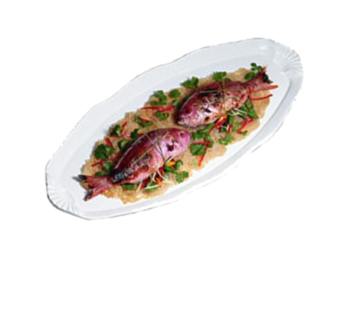 Bon Chef 2066PWHT Ceramic Pearl White Shell Fish Platter