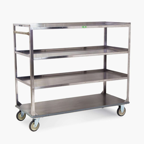Lakeside 461 51.38" W Stainless Steel 4-Shelf 1 Edge Down Open Tray Truck with Push Handle