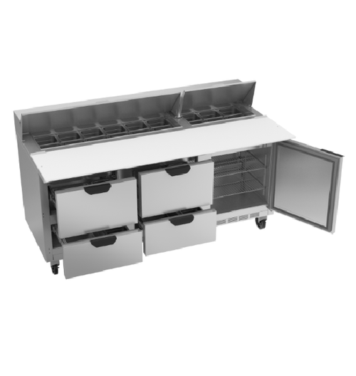 Beverage Air SPED72HC-18C-4 72" W Three-Section One Door Sandwich Top Refrigerated Counter