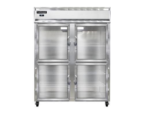Continental Refrigerator 2RENSSSGDHD 57" W Two-Section Glass Door Reach-In Extra-Wide Refrigerator