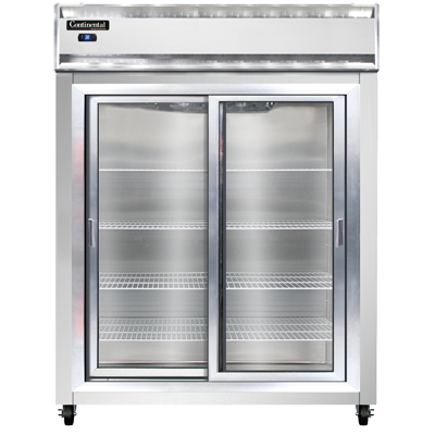 Continental Refrigerator 2RESNSSSGD 57" W Two-Section Glass Door Reach-In Extra-Wide Refrigerator