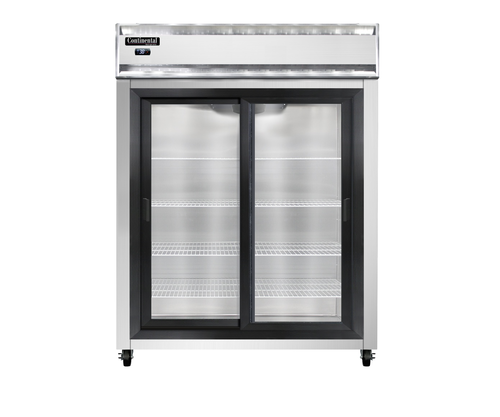 Continental Refrigerator 2RESNSSSGD 57" W Two-Section Glass Door Reach-In Extra-Wide Refrigerator