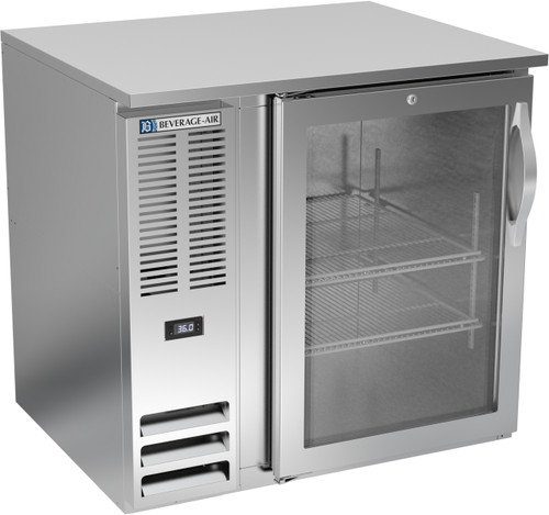 Beverage Air BB36HC-G-S 36" W Stainless Steel One-Section Glass Door Refrigerated Back Bar Storage Cabinet - 115 Volts