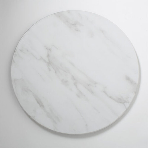 American Metalcraft MW21 21.5" Melamine White Marble Pattern Round Serving Board