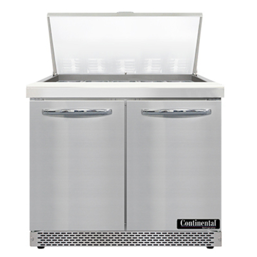 Continental Refrigerator SW36N15M-FB 36" W Two-Section Two Door Mighty Top Sandwich Unit