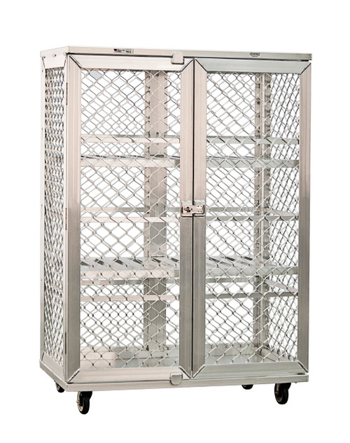 New Age 97621 Security Cage Mobile 49"W Intermediate Shelves Double Doors With Stainless Steel Hasp All Welded Aluminum Construction