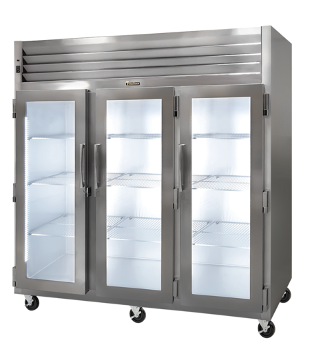 Traulsen G32011M 76.31" W Three-Section Glass Door Reach-In Dealer's Choice Refrigerator