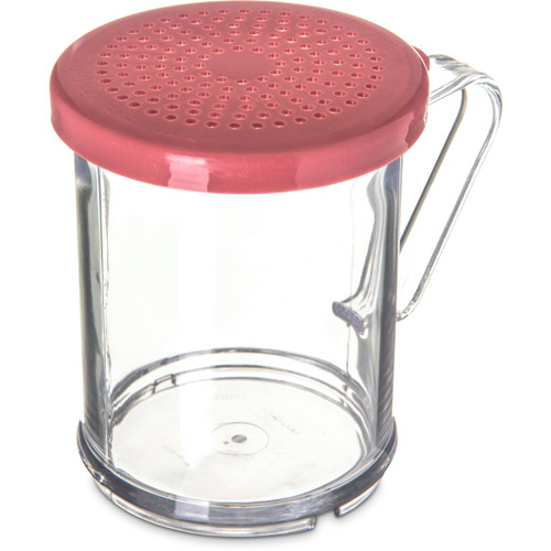 Carlisle 4250S55 8 Oz. Perforated Meduim SAN Shaker/Dredge with Red Lid