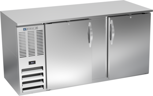 Beverage Air BB68HC-F-S 68" W Two-Section Solid Door Refrigerated Food Rated Back Bar Storage Cabinet - 115 Volts