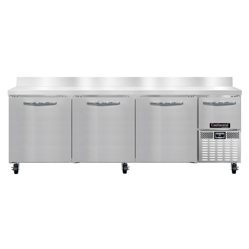 Continental Refrigerator RA93NBS 93"W Four Door Stainless Steel Refrigerated Base Woktop Unit With 6"H Backsplash