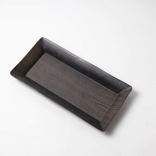 American Metalcraft WMEL23 Plastic Walnut Wood Pattern Rectangular Platter