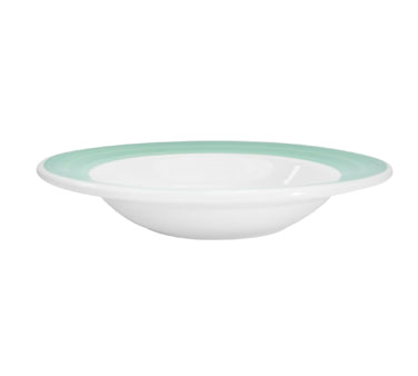 CAC China R-115-G 11.38" Dia. 24 Oz. Green Ceramic Round Rainbow Pasta Bowl (1 Dozen)
