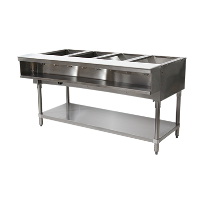 Advance Tabco WB-4G-LP-X 4 Pan Liquid Propane Water Bath Hot Food Table Open Base - 25,000 BTU