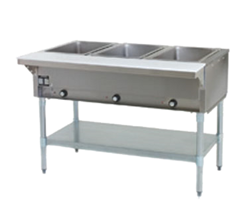 Eagle Group HT3-LP 3 Pan Liquid Propane Hot Food Table Open Base with Undershelf