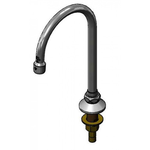 T&S Brass B-0546 Nozzle swivel deck mount 10" H 5-11/16" spread gooseneck plain end outlet stream regulator outlet