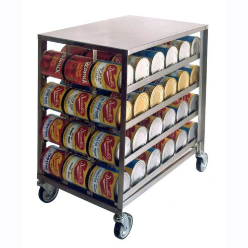 Lakeside 458 40.13" W Aluminum Mobile Gravity Feed (72) #10 and (96) #5 Can Storage and Dispensing Rack