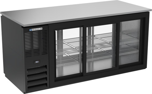 Beverage Air BB72HC-GS-PT-B 72" W Black Galvanized 6 Glass Doors Refrigerated Back Bar Pass-Thru Storage Cabinet - 115 Volts