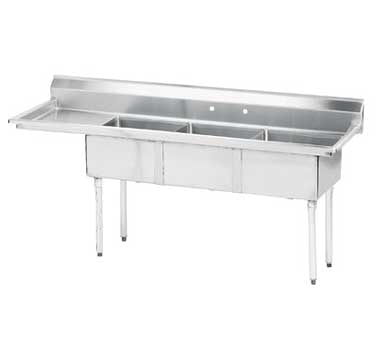 Advance Tabco FE-3-1620-18L-X 68.5" W 18 Gauge Galvanized Base Special Value Fabricated Sink